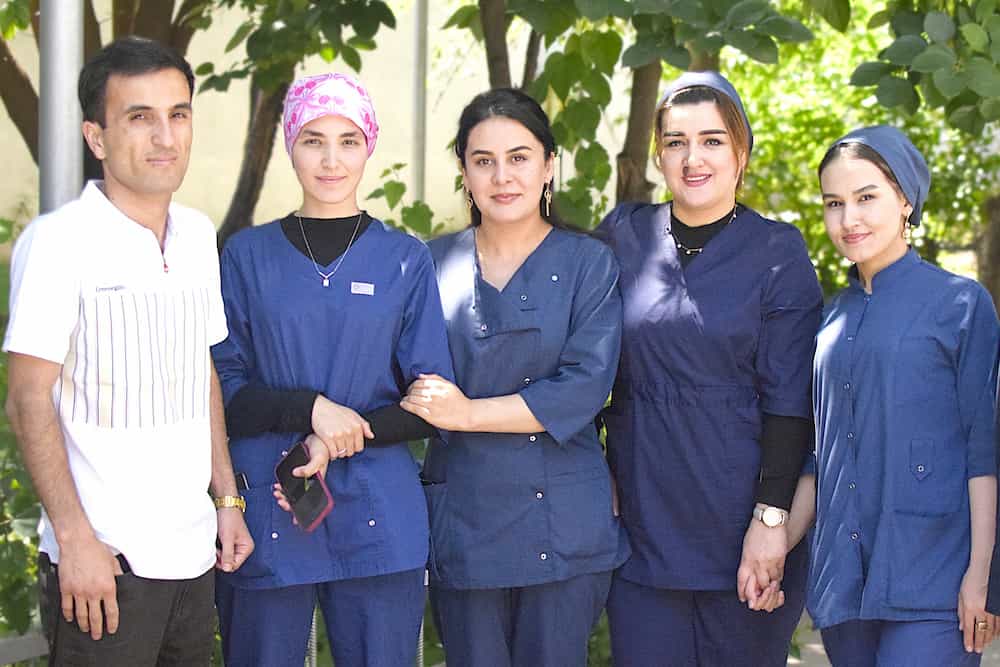 Our eye clinic nurses: Ganjina Imomova, Asliddin Mirzoev, Ehsona Murodova, Mahina Salimbova